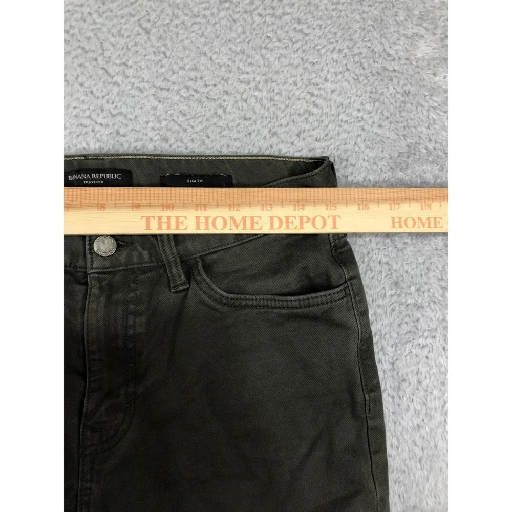 Banana Republic Jeans Men 30x30 (Tag 30x32) Traveler Slim Fit Olive Green